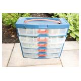 Portable Plastic Parts Organizer Cabinet w Content