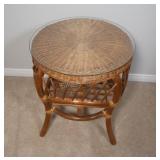 Rattan &  Wicker Side Table w Glass Top