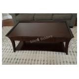 Dark Wood End Rectangular Coffee Table w Drawer