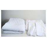 Queen White Pintuck Duvet, Sheet Set & Comforter