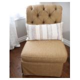 Gold Tone Button-Tufted Slipper Chair (1-2)