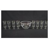 VTG Cornflower Parfait Goblets w Brunch Glass Bowl