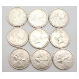 1955 -58 Canadian Silver Quarters