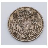 1941 Canadian Silver Fifty Cent Coin