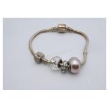 Sterling Silver Pandora Style Charm Bracelet
