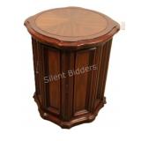 VTG Round Drum End / Side Table w Storage