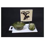 Crate & Barrel Cheese Tray, Mini Cocotte, Candle