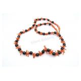 VTG Branch Coral & Black Bead Necklace.