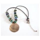Bohemian Beaded Pendant Necklace w Mixed Elements