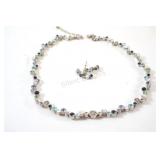 Lia Sophia Silver Tone Crystal Necklace w Earring