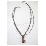 Multi-Strand Metal Ball Chain Necklace w Pendant