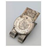 VTG  Mexican Silver Money CLip w 1948 5 Pesos Coin