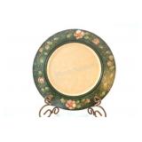 Large Folk Art Hand Painted Wooden Display Plate