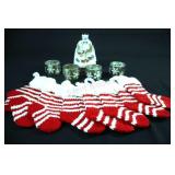 Merry Christmas to All!  Decor w Knitted Stockings