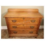 19th - 20th Century Oak Dresser, Brass Hardware