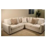 Contemporary Cream-Colored Fabric Corner Sectional