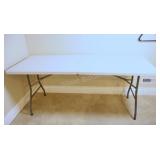 Folding 5 Foot White Table w Metal Legs