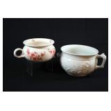 Antique Ironstone Chamber Pots, White & Floral