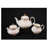 Royal Doulton Gold Lace Tea Pot w Condiment Set
