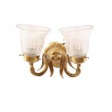 Sescoloite Mid-Century Doublearm Brass Wall Sconce