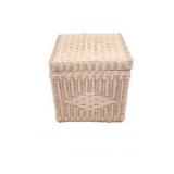 VTG White Woven Wicker Hinged Side / End Storage