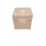 VTG White Woven Wicker Hinged Storage Table