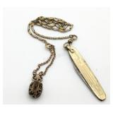 Antique Pocket Watch Chain Paired w a Pocket Knife