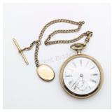 1907 Elgin 14K Pocket Watch w Chain, Fob,Locket
