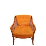 1970s Faux Bamboo & Rattan Cane Barrel Armchair