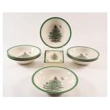 Spode Christmas Tree Soup Bowl Set w Coasters