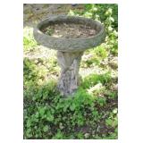 VTG Cast Stone 2PC Birdbath w a Cherub Pedestal