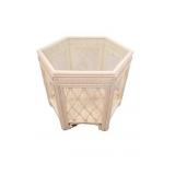 Mid- Century Wicker & Bamboo White End Table (2-2)