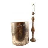Mid-Century Etched & Painted Brass Table Lamp