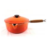 Le Creuset Large Flame Orange Sauce Pan w Handle