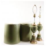 Mid-Century Neoclassical Table Lamps w Shades