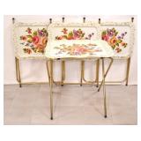 1950s Floral Metal TV Folding Trays on Stands