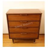 Mid Century Walnut High Boy 4- Drawer Dresser