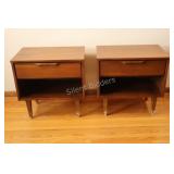 Mid Century Walnut Night Stand Pair