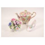 Bone China Bouquet & Shoe w Royal Wanton Tea Pot