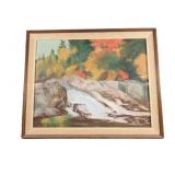 1964, Signed "Jean" Landscape Fall Scenery Art