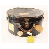 Antique Round Leather Hat Box Travel Case