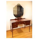 VTG Mahogany Dressing Table Vanity w Swing Mirror