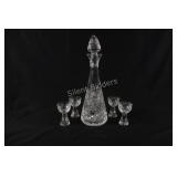 VTG Crystal Liqueur Decanter w Cordial Stemware