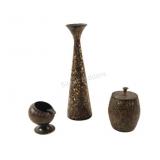 VTG Indian Hand Etched Black Enamel Overlay Set
