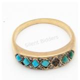 Victorian 18ct Gold, Turquoise & Diamond Ring