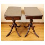 Duncan Phyfe Style Side Tables w Glass Protective