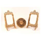 Intricate Handcrafted Wooden Desk Clock & Frames