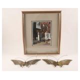 VTG Dufex Foil Print w Brass Wall Butterflies