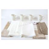 Neutral-toned Kitchen Towel Set w Set of Four Mugs