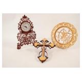 Intricate Handcrafted Wooden Clock & Decor
